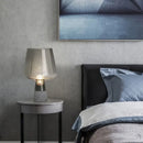 Modern industrial smoked glass and cement table lamp bedroom light