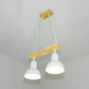 Modern industrial white island light – dining table wood pendant