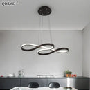 Modern infinity loop gold led pendant light dining room