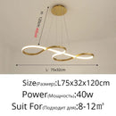 Modern infinity loop gold led pendant light dining room