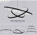 Modern interlocking ring led pendant lights for dining room