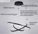 Modern interlocking ring led pendant lights for dining room