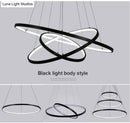 Modern interlocking ring led pendant lights for dining room