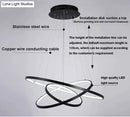 Modern interlocking ring led pendant lights for dining room