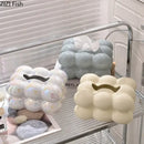 Modern iridescent blue and cream ceramic tissue box bedroom decor