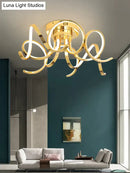 Modern iron crystal golden ring pendant light for bedroom