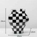 Modern irregular black & white check ceramic vase room decor