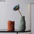 Modern irregular ceramic vase trio living room ribbed decor