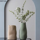 Modern irregular ceramic vase trio living room ribbed decor