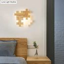 DecorBites™ Simplicity Wood Wall Sconce with Jigsaw Puzzle Design - Modern LED Lighting Fixture for Bedroom