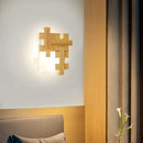 DecorBites™ Simplicity Wood Wall Sconce with Jigsaw Puzzle Design - Modern LED Lighting Fixture for Bedroom
