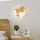 DecorBites™ Simplicity Wood Wall Sconce with Jigsaw Puzzle Design - Modern LED Lighting Fixture for Bedroom