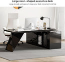 Modern L Shape Executive Desk With Drawers And Cabinet