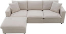 Modern L Shaped Beige Cloud Sofa With Convertible Ottoman