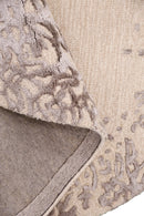 Modern Lace Border Beige Hand Tufted 5x5 Wool Area Rug