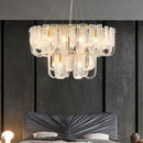 Modern layered clear glass and gold ceiling chandelier living room