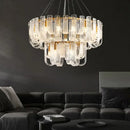Modern layered clear glass and gold ceiling chandelier living room