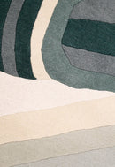 Modern Layered Pattern Green Hand Tufted 5x8 Wool Rug