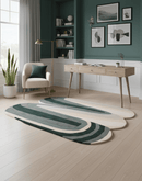 Modern Layered Pattern Green Hand Tufted 5x8 Wool Rug