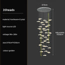 Modern leaf crystal glass staircase chandelier living room light