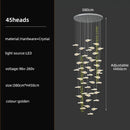 Modern leaf crystal glass staircase chandelier living room light
