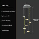 Modern leaf crystal glass staircase chandelier living room light