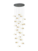 Modern leaf crystal glass staircase chandelier living room light