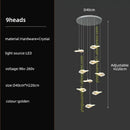 Modern leaf crystal glass staircase chandelier living room light