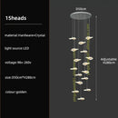 Modern leaf crystal glass staircase chandelier living room light