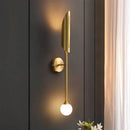 Modern leaf gold led wall lamp for bedroom with glass bulb