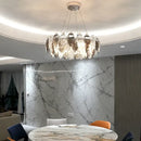 Modern leaf gold & silver crystal pendant light for living room