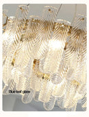 Modern leaf textured glass crystal led ceiling lamp living room