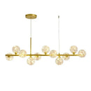 Modern black & gold head ring chandelier dining room amber glass globes