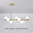 Modern black & gold head ring chandelier dining room amber glass globes