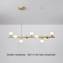 Modern black & gold head ring chandelier dining room amber glass globes