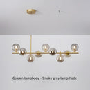 Modern black & gold head ring chandelier dining room amber glass globes