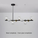 Modern black & gold head ring chandelier dining room amber glass globes