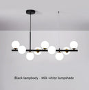 Modern black & gold head ring chandelier dining room amber glass globes