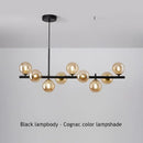 Modern black & gold head ring chandelier dining room amber glass globes
