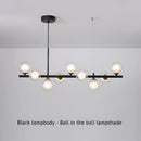 Modern black & gold head ring chandelier dining room amber glass globes