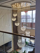 Modern led spiral crystal ball chandelier staircase pendant light