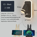 Modern led wall sconce with usb charging port – bedroom reading light