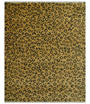 Modern leopard Design 8x10 Hand knotted Golden-Brown and Charcoal wool area rug