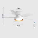 Modern light wood 5-blade ceiling fan with remote control led light bedroom