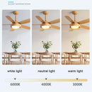 Modern light wood 5-blade ceiling fan with remote control led light bedroom