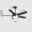 Modern light wood 5-blade ceiling fan with remote control led light bedroom