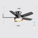 Modern light wood 5-blade ceiling fan with remote control led light bedroom