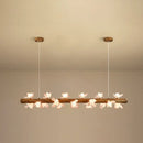 Modern linear brown wood island pendant – kitchen dining room light
