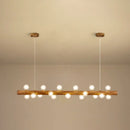 Modern linear brown wood island pendant – kitchen dining room light
