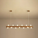 Modern linear brown wood island pendant – kitchen dining room light